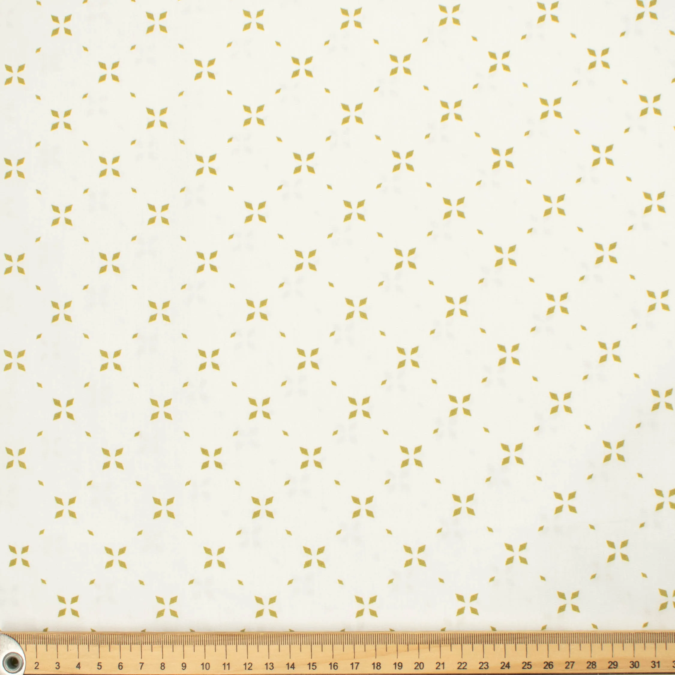 Country Side Collection #02 Sage Quadrilateral Geometric on White Cotton Prints