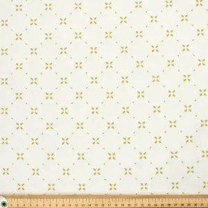 Country Side Collection #02 Sage Quadrilateral Geometric on White Cotton Prints
