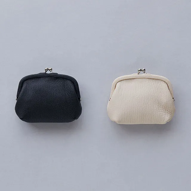 Deer Leather Clasp Coin Purse - Ivory Color - , Change Purse, Japanese Gamaguchi Coin Purse