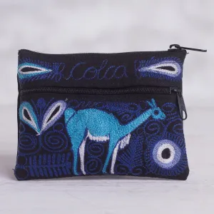 Deer-Themed Embroidered Coin Purse from Peru - Colca Deer | NOVICA