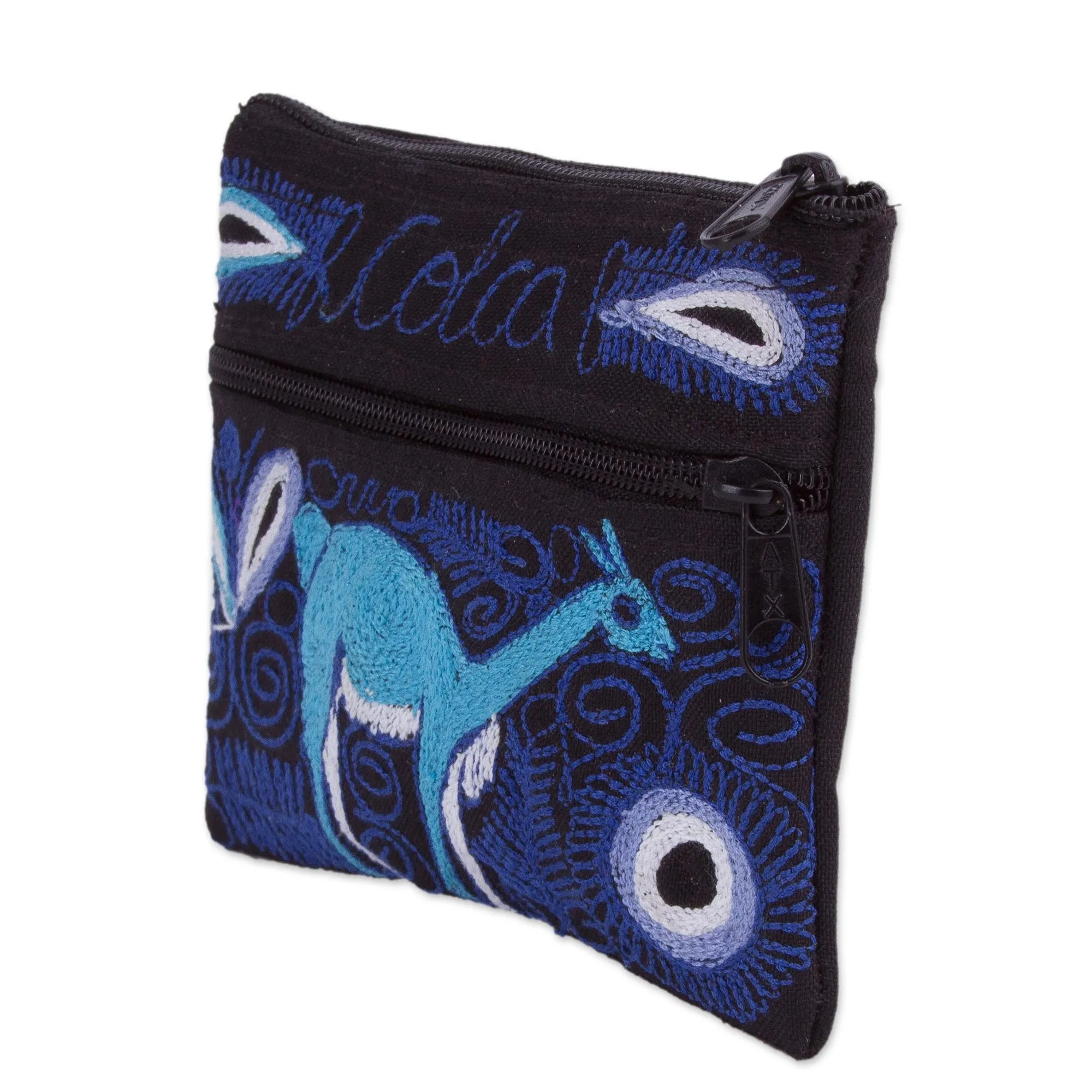 Deer-Themed Embroidered Coin Purse from Peru - Colca Deer | NOVICA