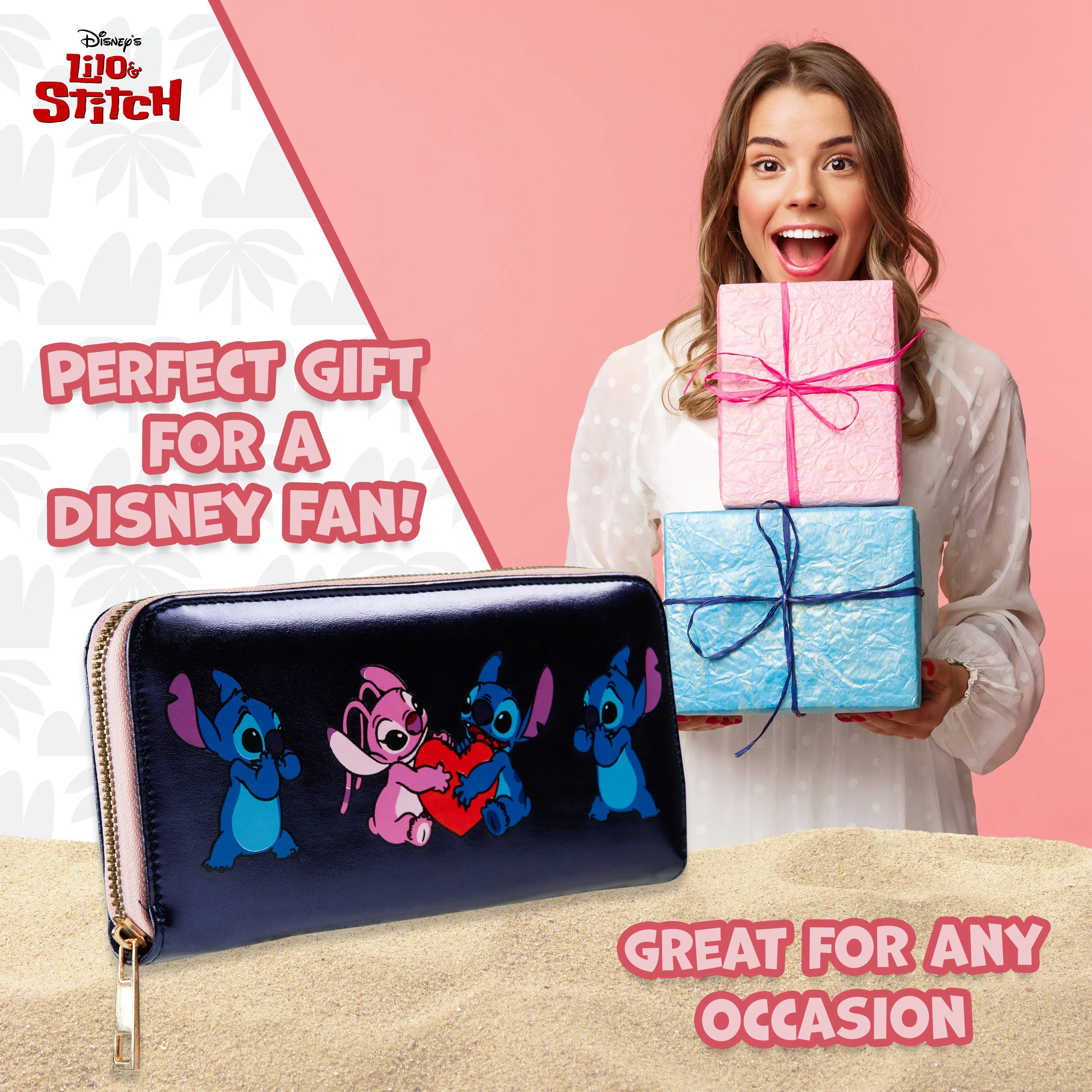 Disney Purses for Women, Stitch Coin Purse with Card Slots - Metallic Blue