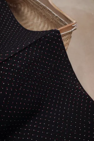 Dots on Black Ajrak Cotton Fabric