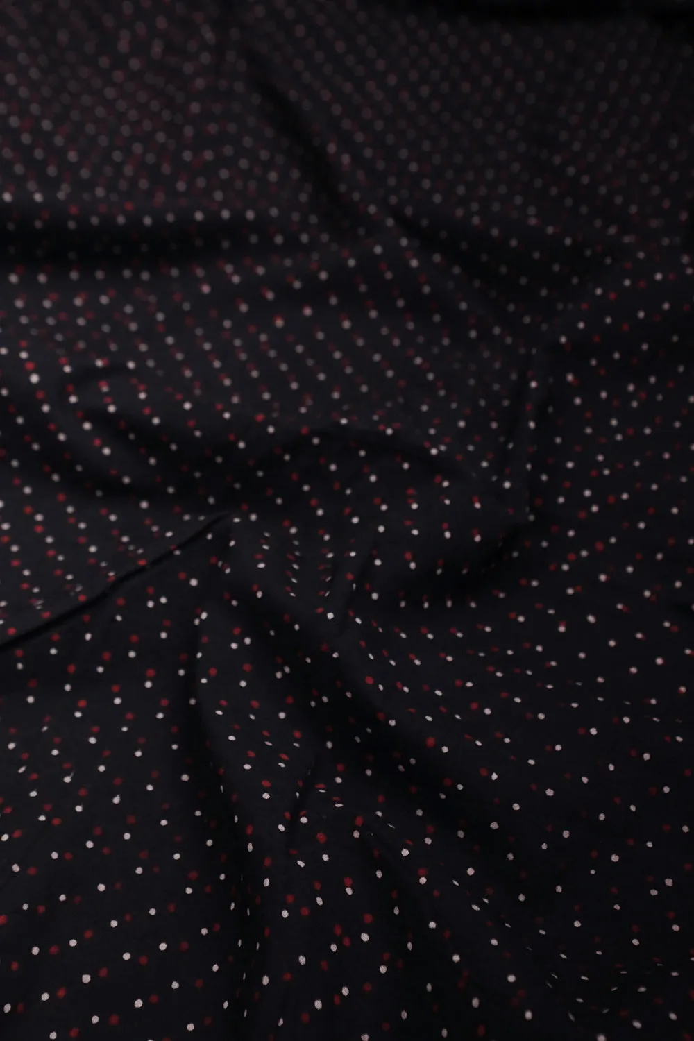 Dots on Black Ajrak Cotton Fabric