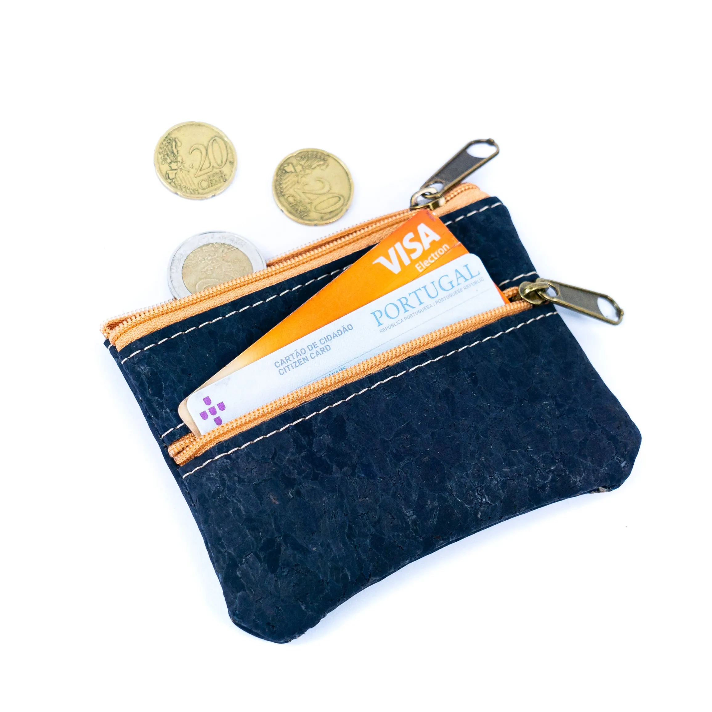 Double Zipper Cork Coin Purse BAGP-263 (5units)