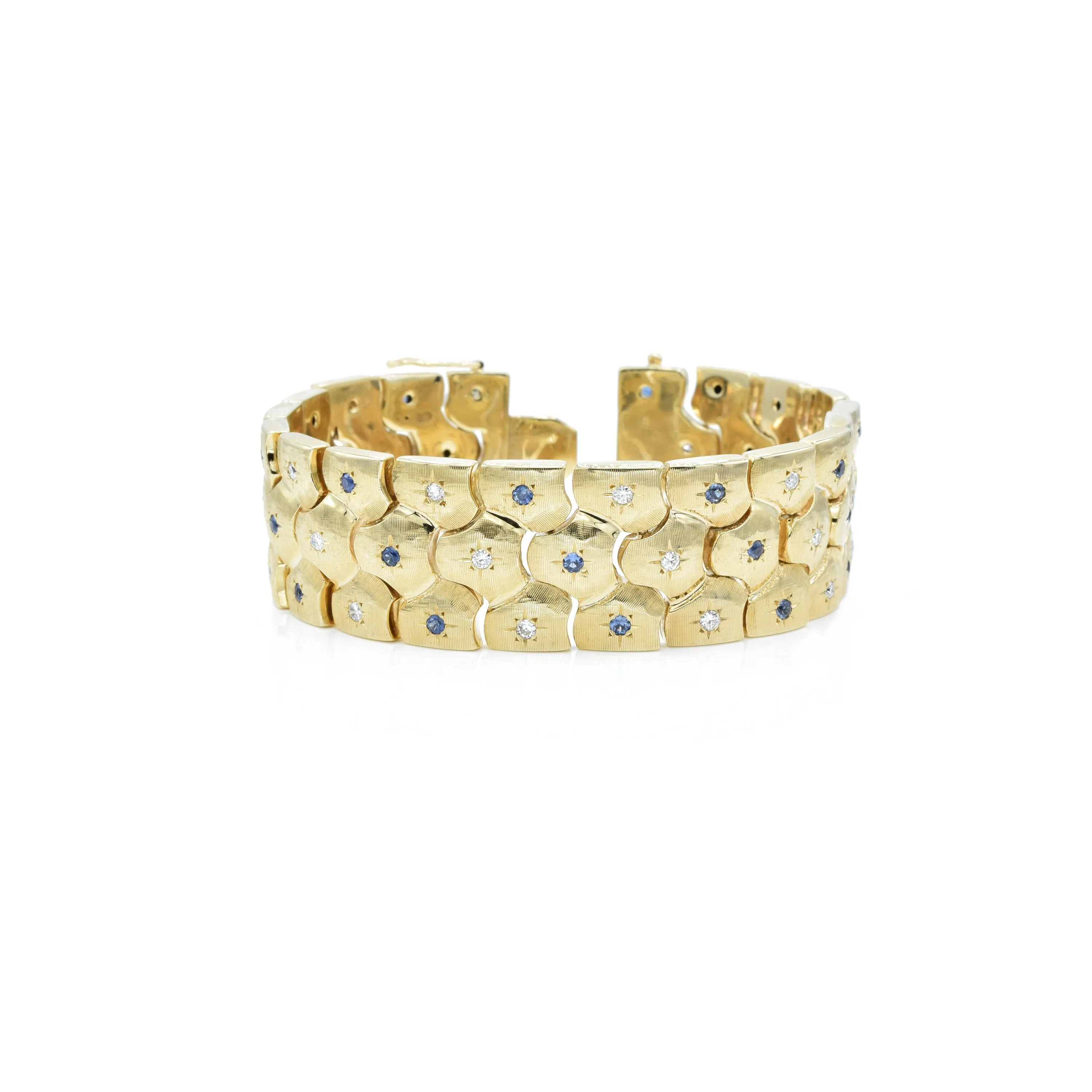 Estate 14KT Yellow Gold Sapphire And Diamond Bracelet