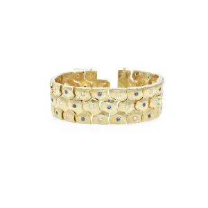 Estate 14KT Yellow Gold Sapphire And Diamond Bracelet