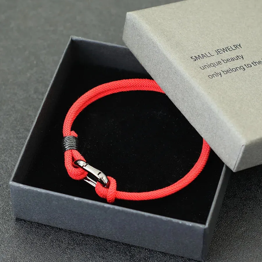 Fashion Mens Bracelet 3mm Thin String Charm Braslet Snap Hook Stylish Knot Braclet Homme Leisure Accessories For Him Pulseria