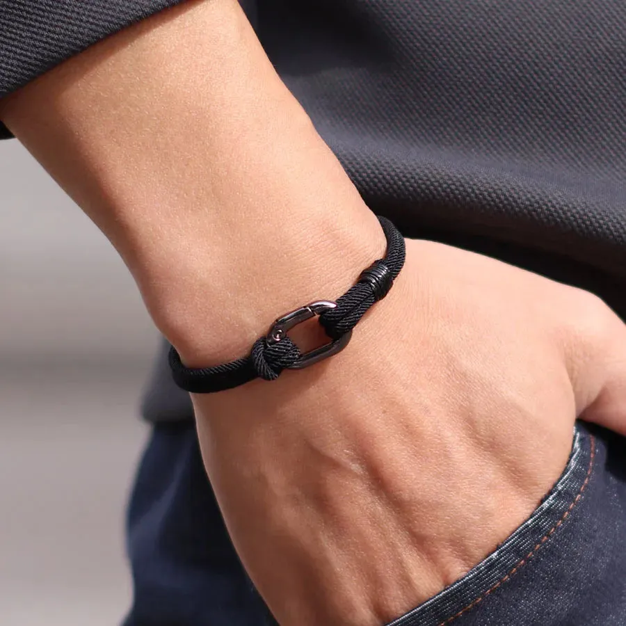 Fashion Mens Bracelet 3mm Thin String Charm Braslet Snap Hook Stylish Knot Braclet Homme Leisure Accessories For Him Pulseria