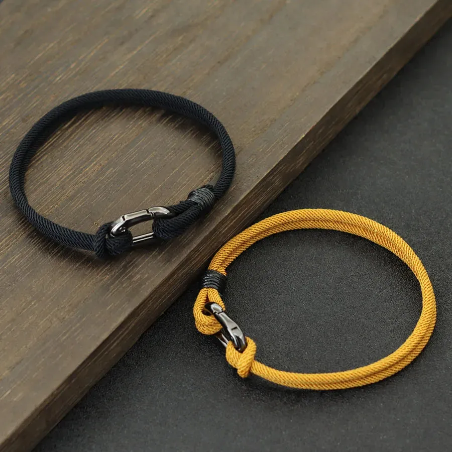 Fashion Mens Bracelet 3mm Thin String Charm Braslet Snap Hook Stylish Knot Braclet Homme Leisure Accessories For Him Pulseria