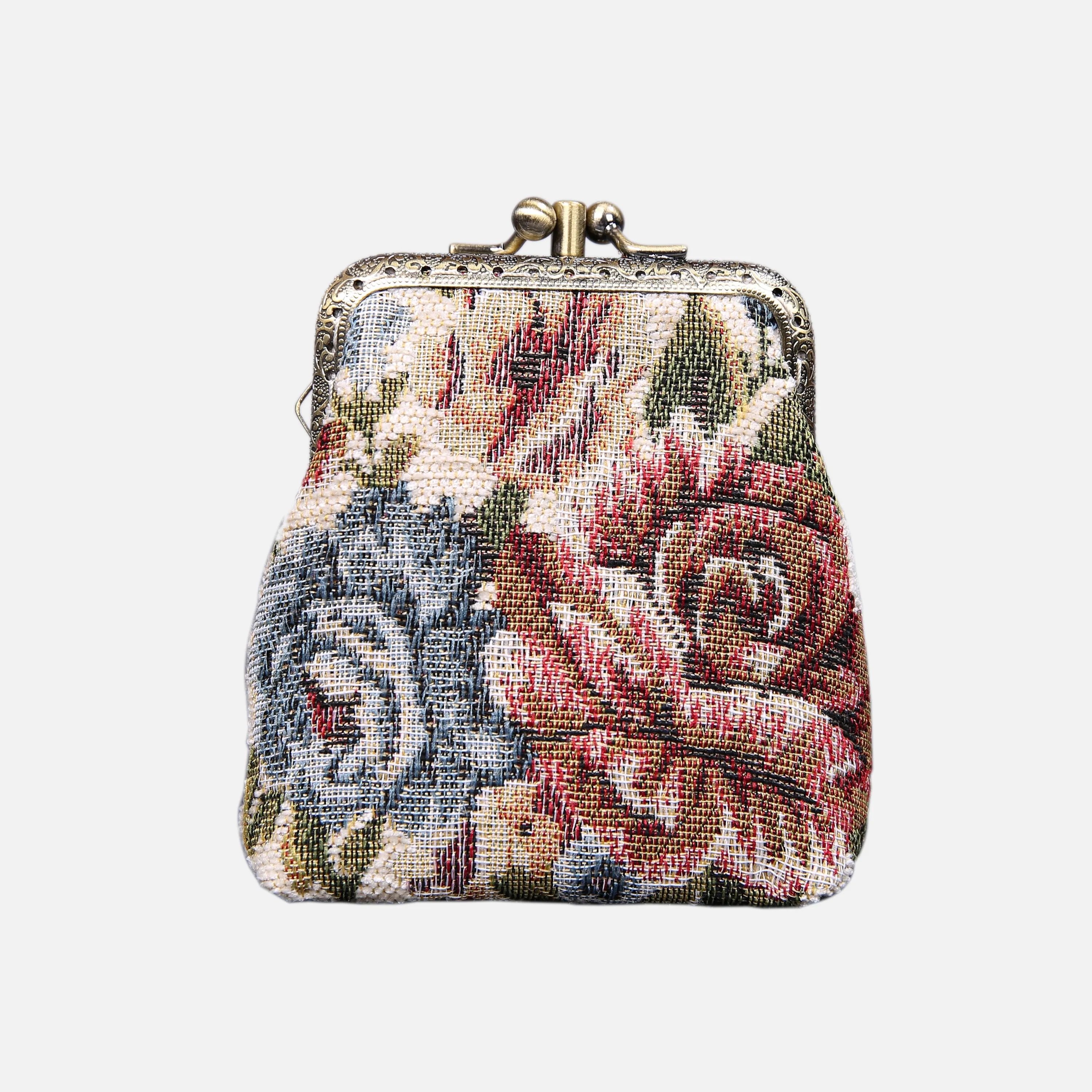 Floral Cream Double Kiss Clasp Coin Purse
