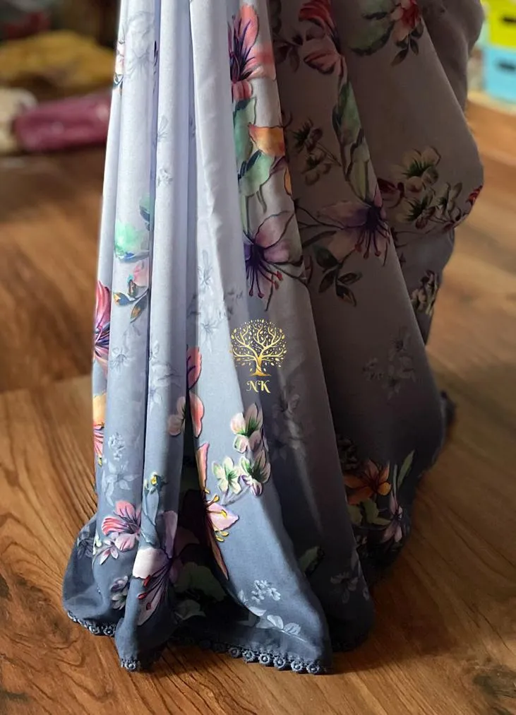Floral printed crepe saree