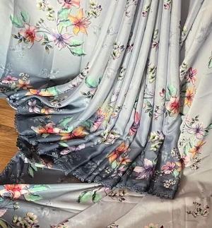 Floral printed crepe saree