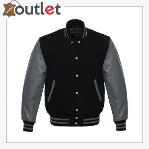 Genuine Leather Varsity Jacket For Men