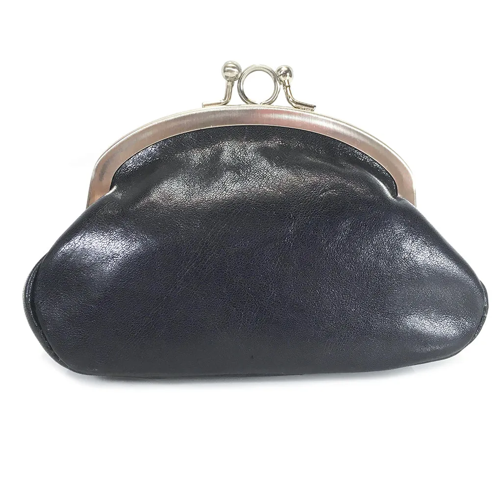 Gianni Conti Purse - Leather Clip Top Change Purse - Jeans Blue - Style: 9408092