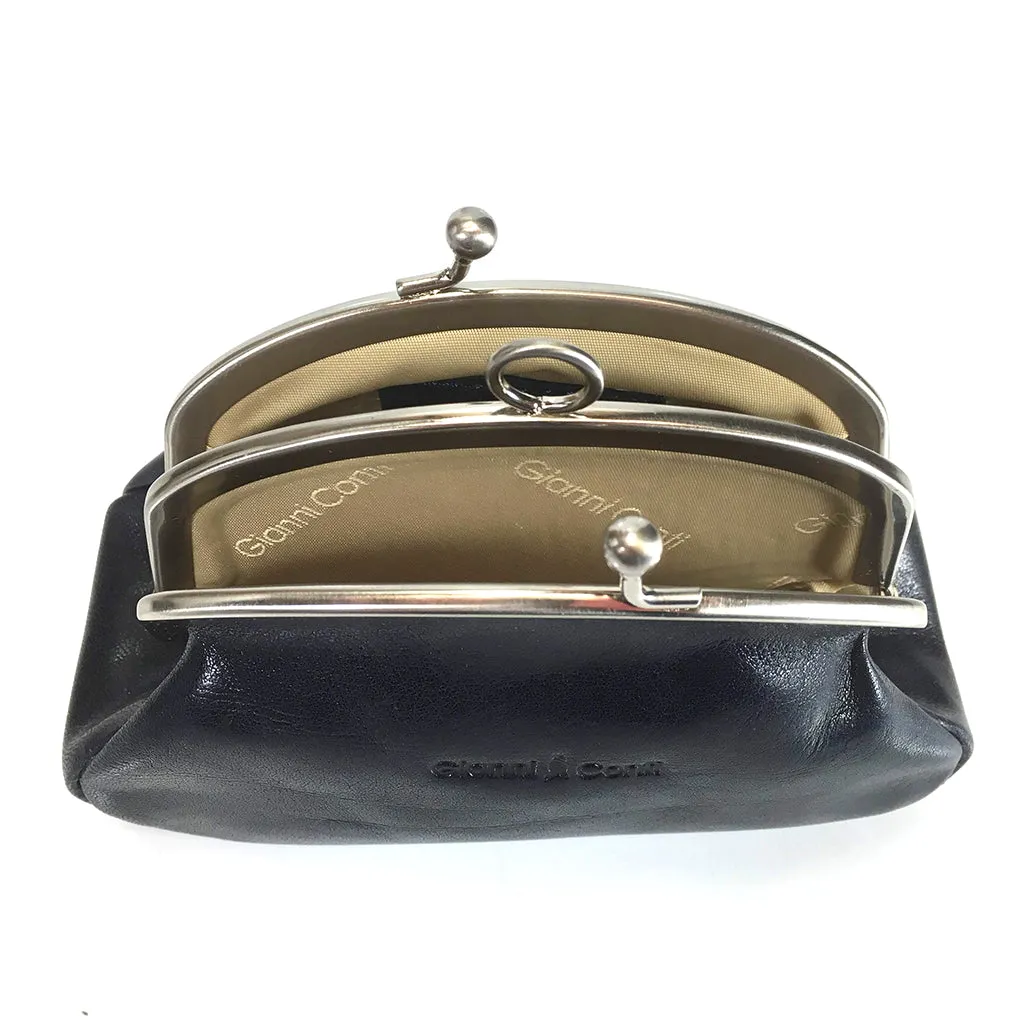 Gianni Conti Purse - Leather Clip Top Change Purse - Jeans Blue - Style: 9408092