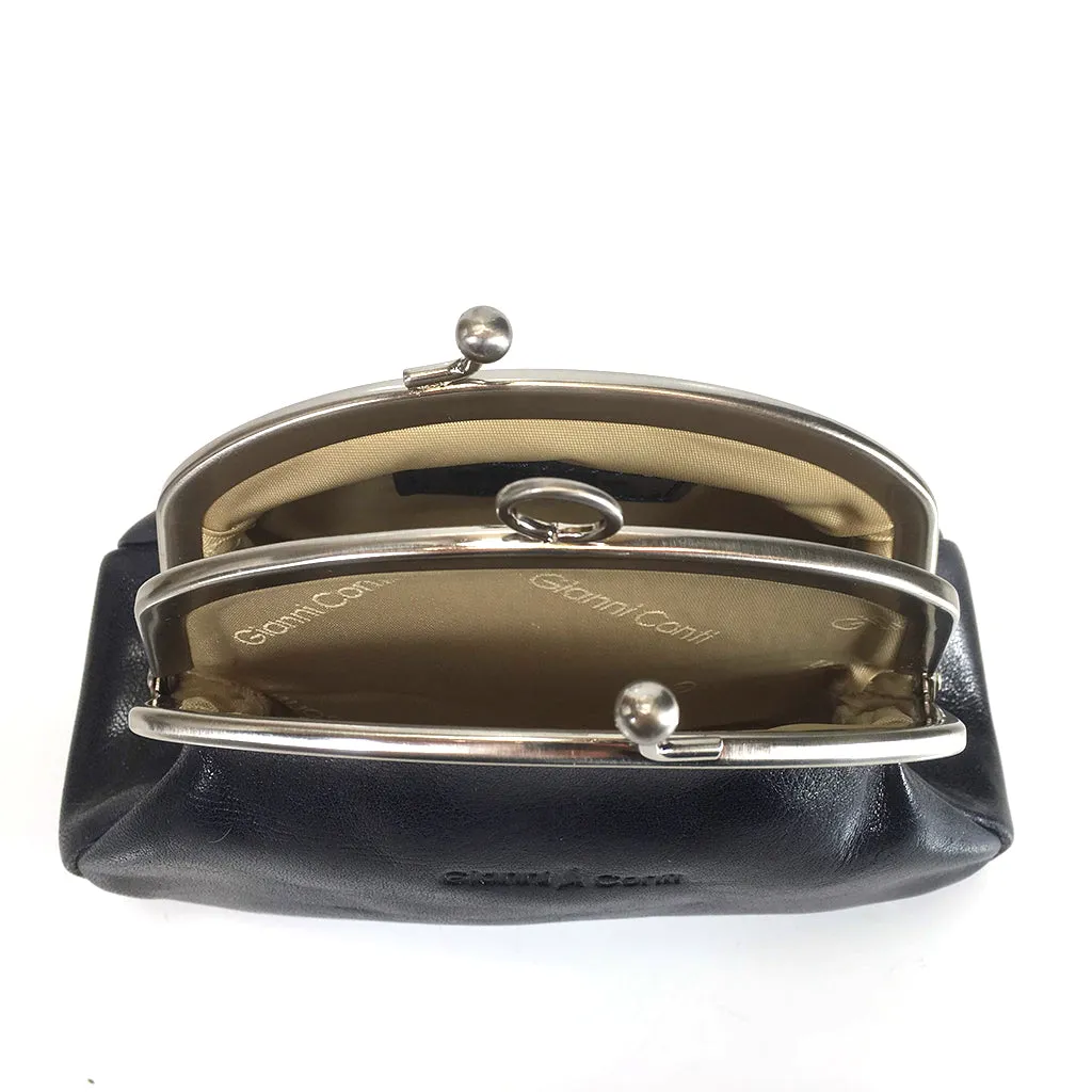 Gianni Conti Purse - Leather Clip Top Change Purse - Jeans Blue - Style: 9408092