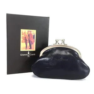 Gianni Conti Purse - Leather Clip Top Change Purse - Jeans Blue - Style: 9408092