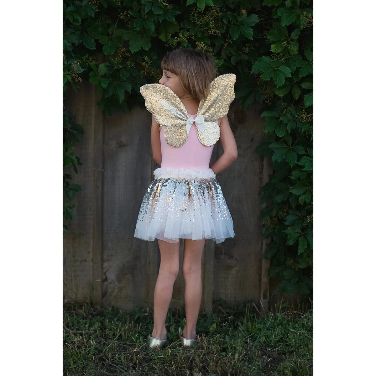 gracious gold sequins skirt, wings & wand size 4-6