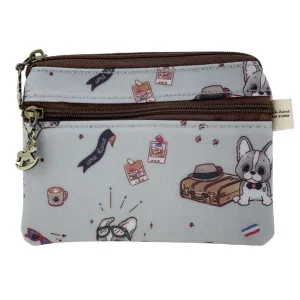 Gray Travel Frenchie Keychain Coin Purse