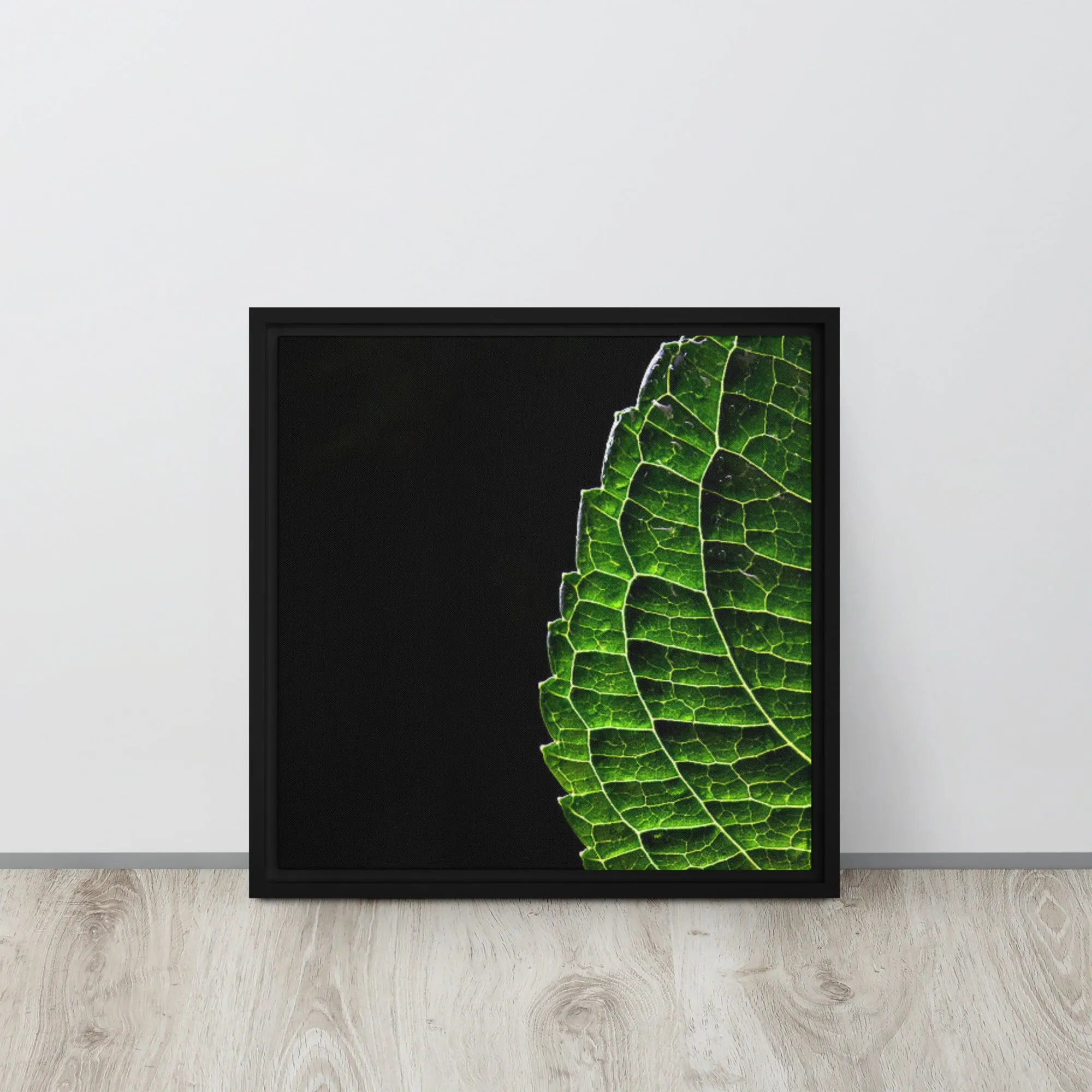 Green Leaf Framed Canvas Print