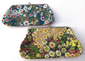 Green or Blue Wide Floral Coin Purses (two options)
