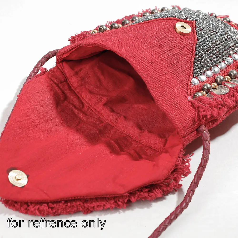 Grey - Banjara Vintage Embroidery Bead & Coin Work Sling Bag