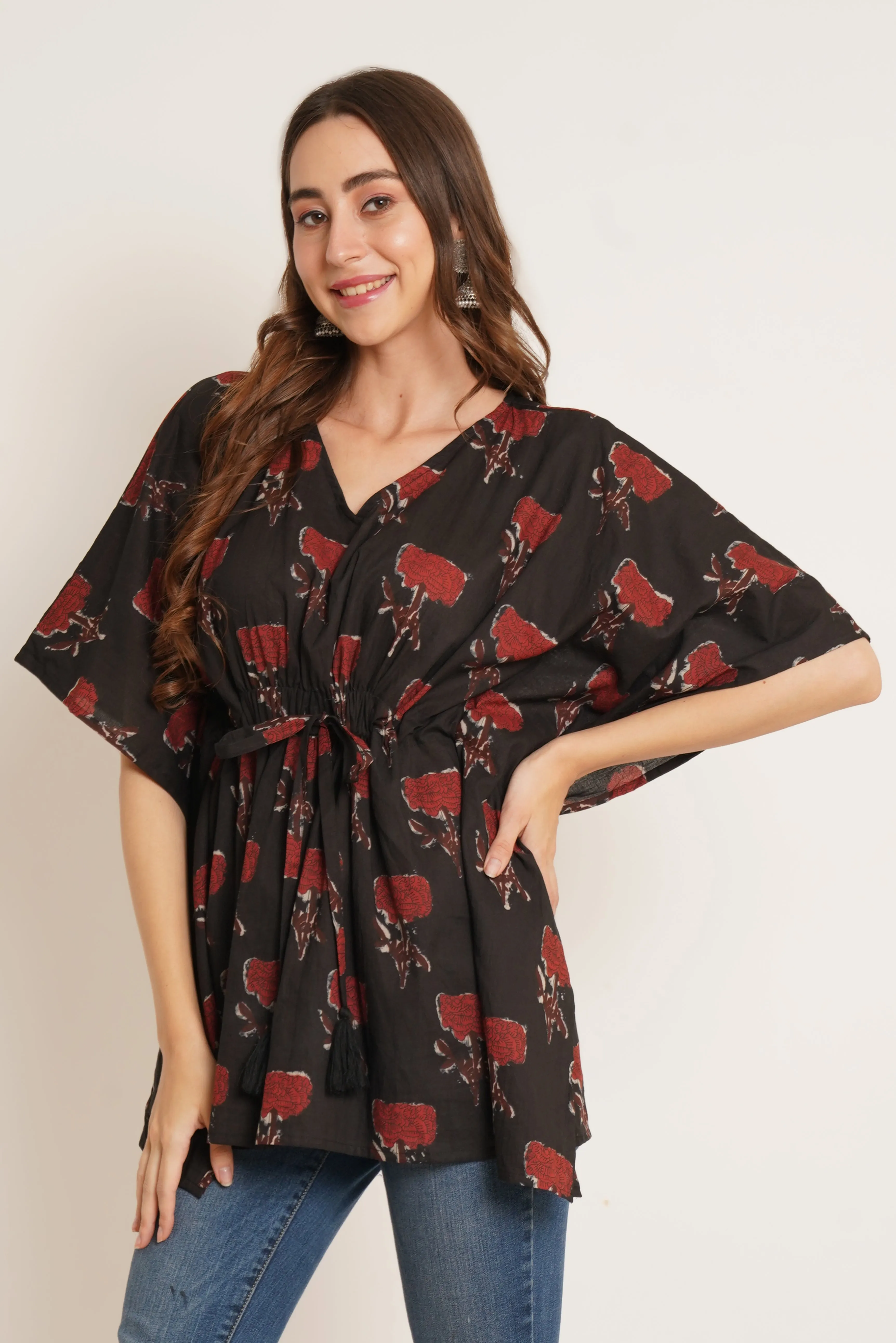 Handcrafted Jaipuri Cotton Kaftan Top For Women