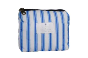 Handmade quilted Coin / accessories purse - Santorini blue stripe