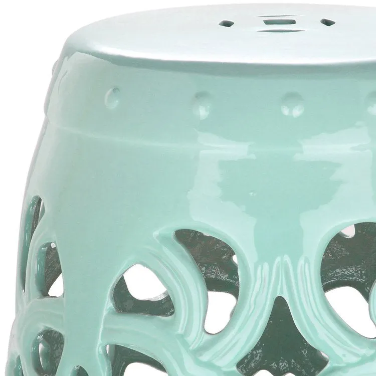 Imperial Vine Garden Stool - Light Blue