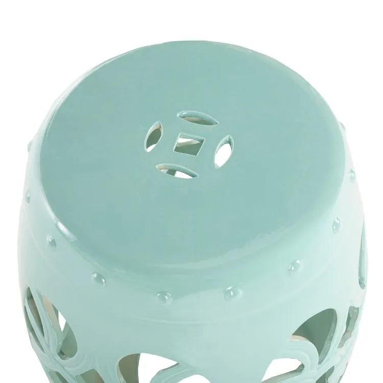 Imperial Vine Garden Stool - Light Blue