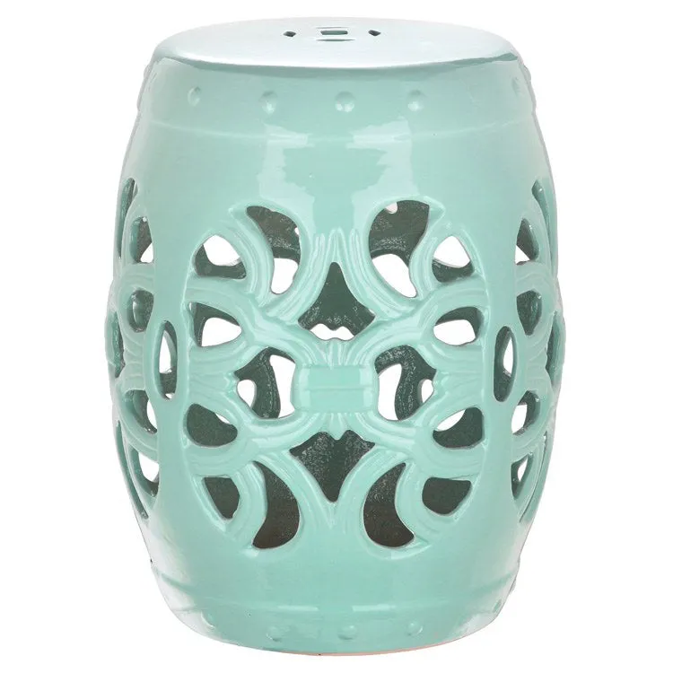 Imperial Vine Garden Stool - Light Blue