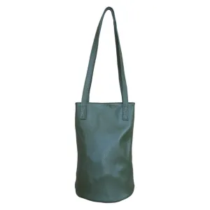Italian Leather Bucket Bag in Olive Green