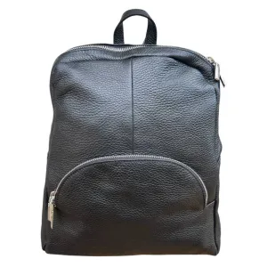 Italian Leather Medium Backpack in Black