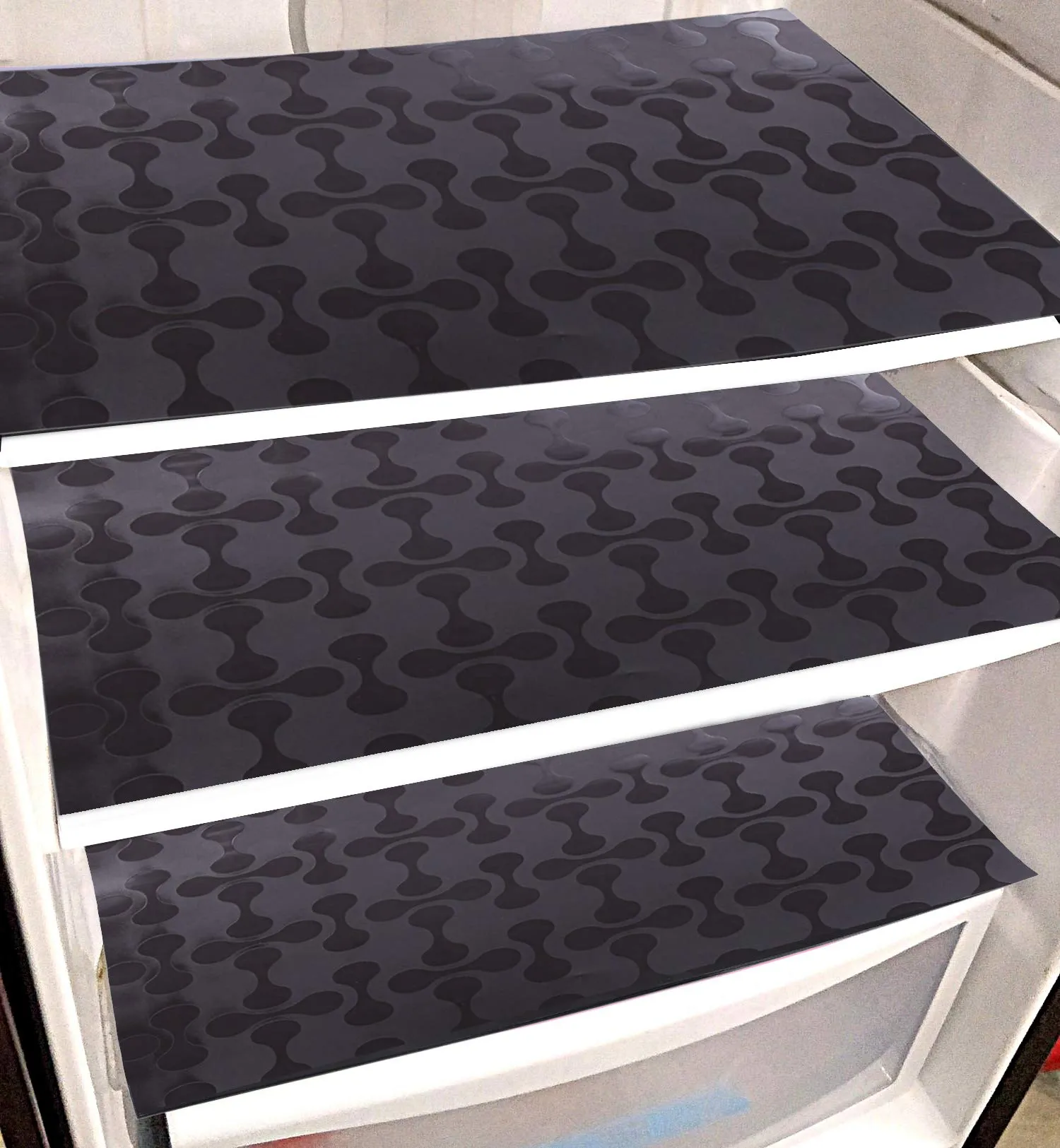 Kuber Industries Coin Design PVC 6 Piece Refrigerator Drawer Mat Set, Black-CTKTC28291