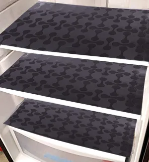 Kuber Industries Coin Design PVC 6 Piece Refrigerator Drawer Mat Set, Black-CTKTC28291