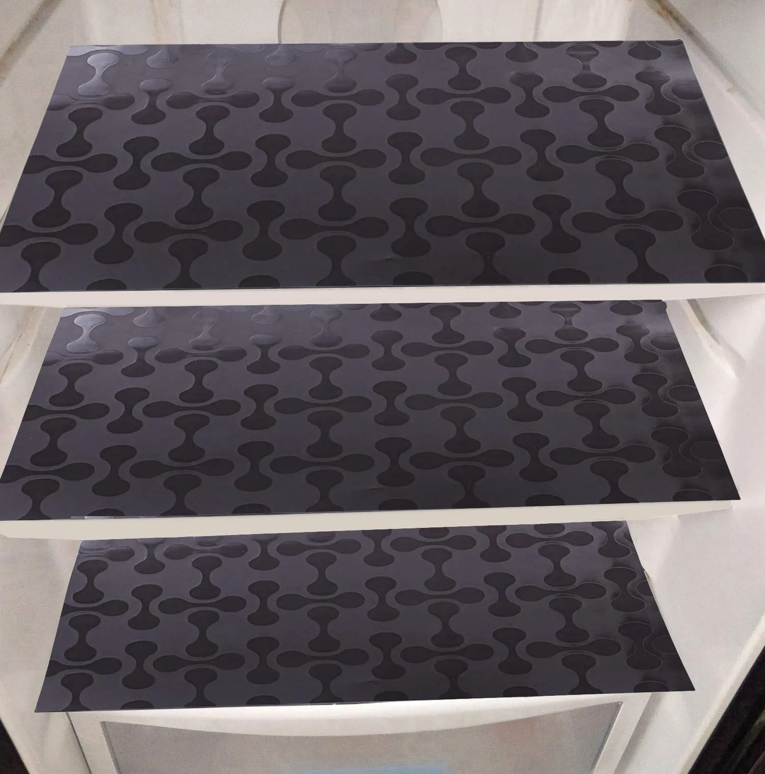Kuber Industries Coin Design PVC 6 Piece Refrigerator Drawer Mat Set, Black-CTKTC28291