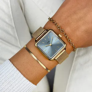 La Tétragone Watch Mesh stones Light Blue, Gold