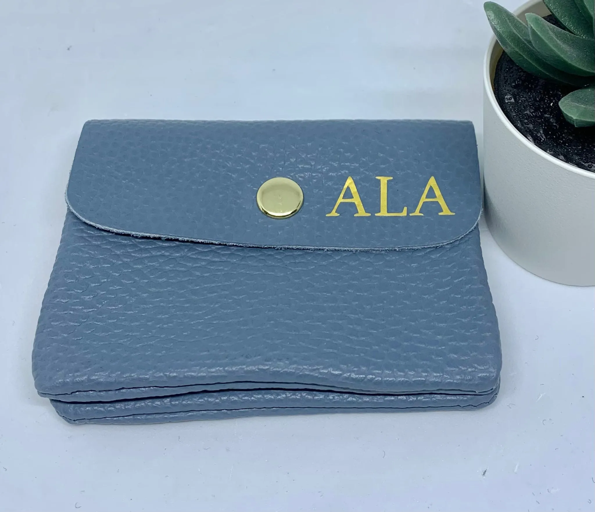Leather Credit Card Coin Purse | Denim Blue