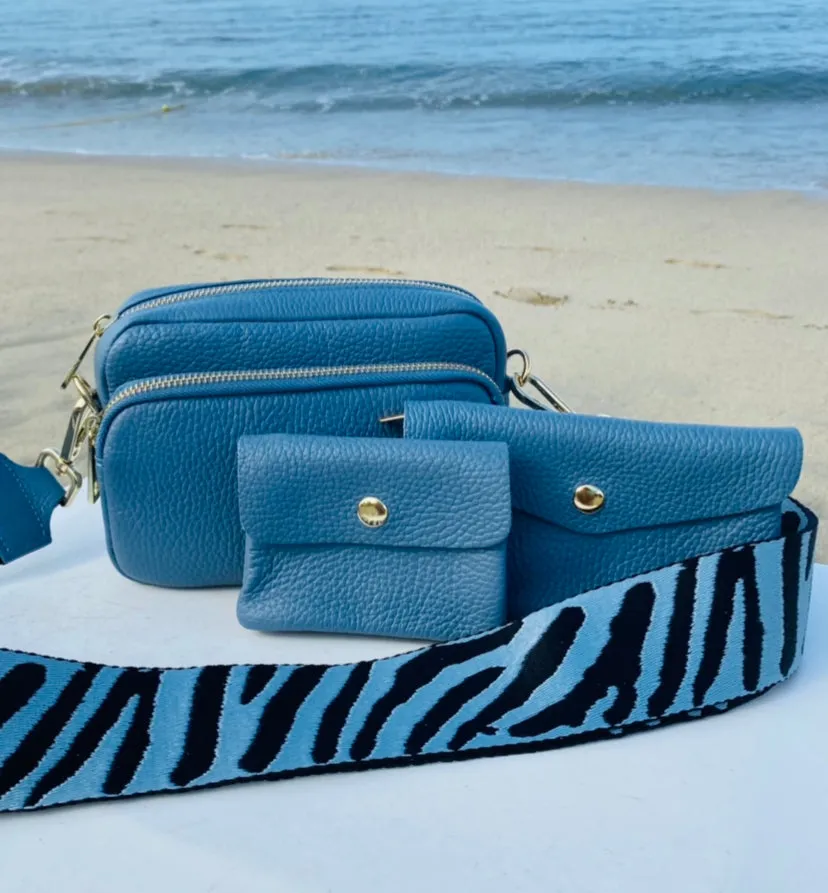 Leather Credit Card Coin Purse | Denim Blue