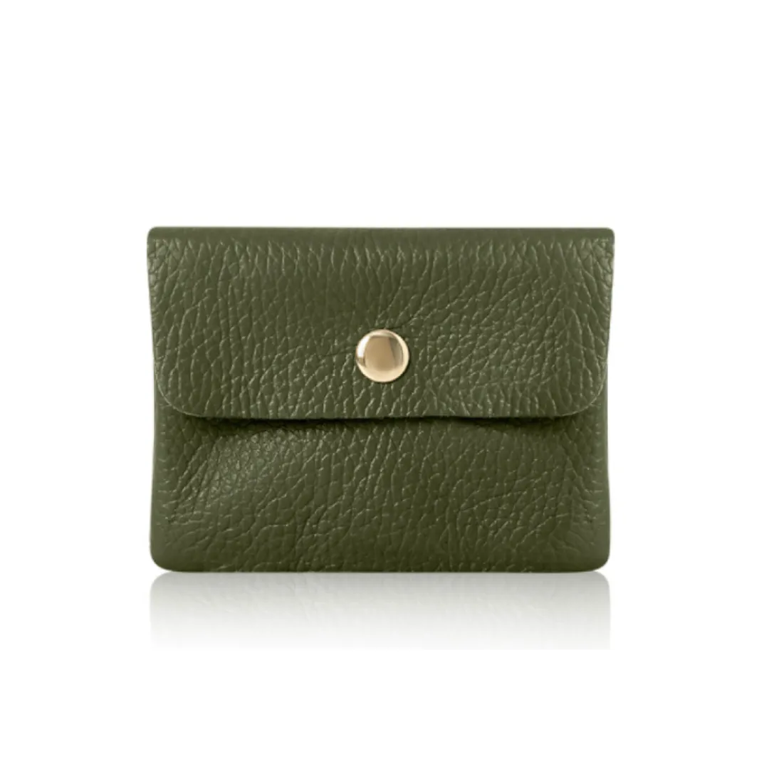 Leather Credit Card Coin Purse | Khaki