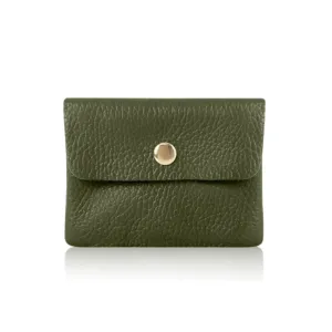 Leather Credit Card Coin Purse | Khaki