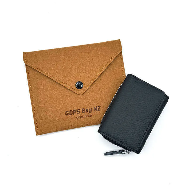 Leather RFID Mini Wallet with Zippered Coin Pocket