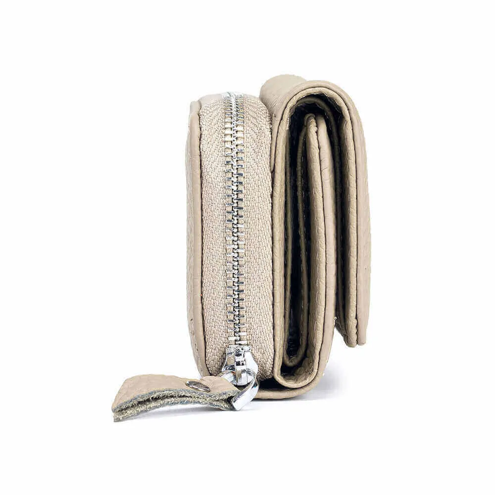 Leather RFID Mini Wallet with Zippered Coin Pocket