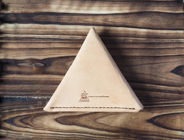 Leather Triangle Coin Purse #Natural Nude