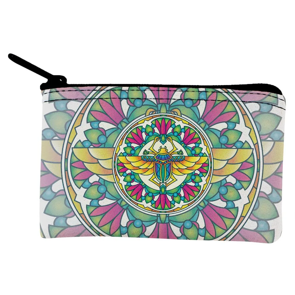 Mandala Trippy Stained Glass Scarab Coin Purse