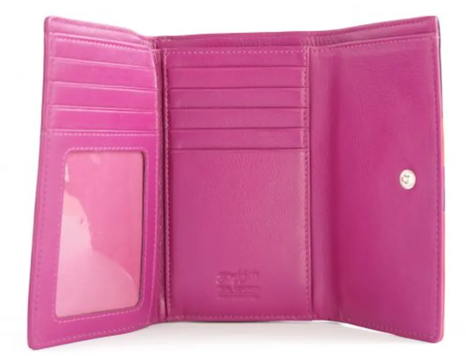 Medium Leather Multicoloured China Rose Combination Purse
