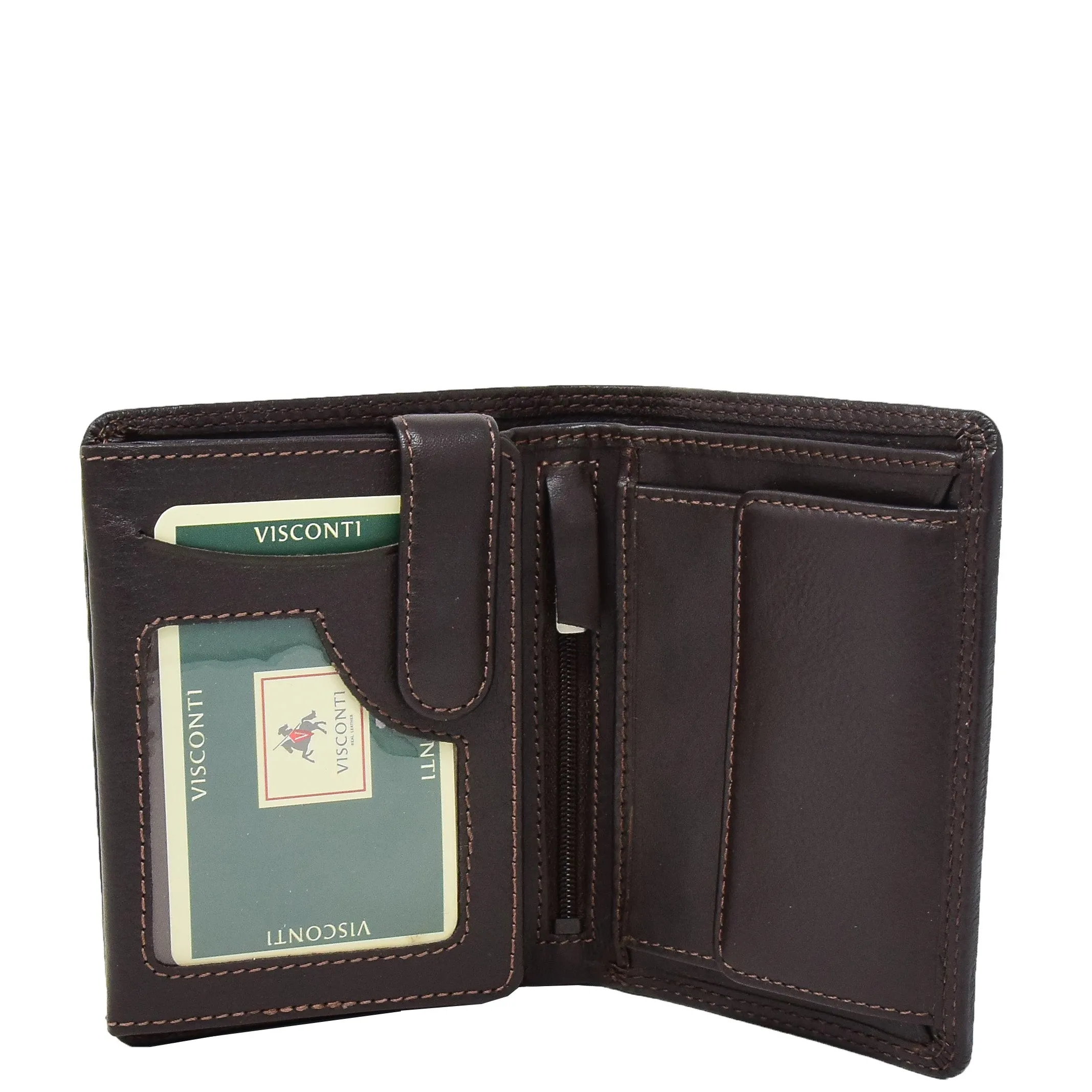 Mens Soft Durable Leather Wallet Cards Coins Notes ID Holder AV111 Brown