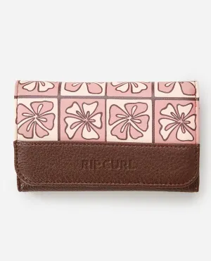 Mixed Floral Mid Sized Wallet - Bright Peach