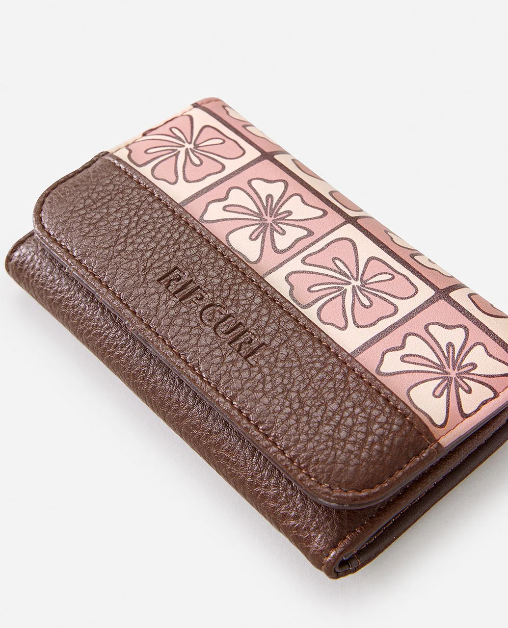 Mixed Floral Mid Sized Wallet - Bright Peach